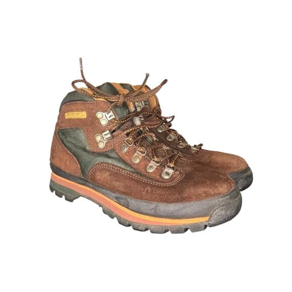 ***SOLD*** Timberland Classic Euro Leather Hiking BOOTS Brown/Olive Size 9M - Picture 3 of 6